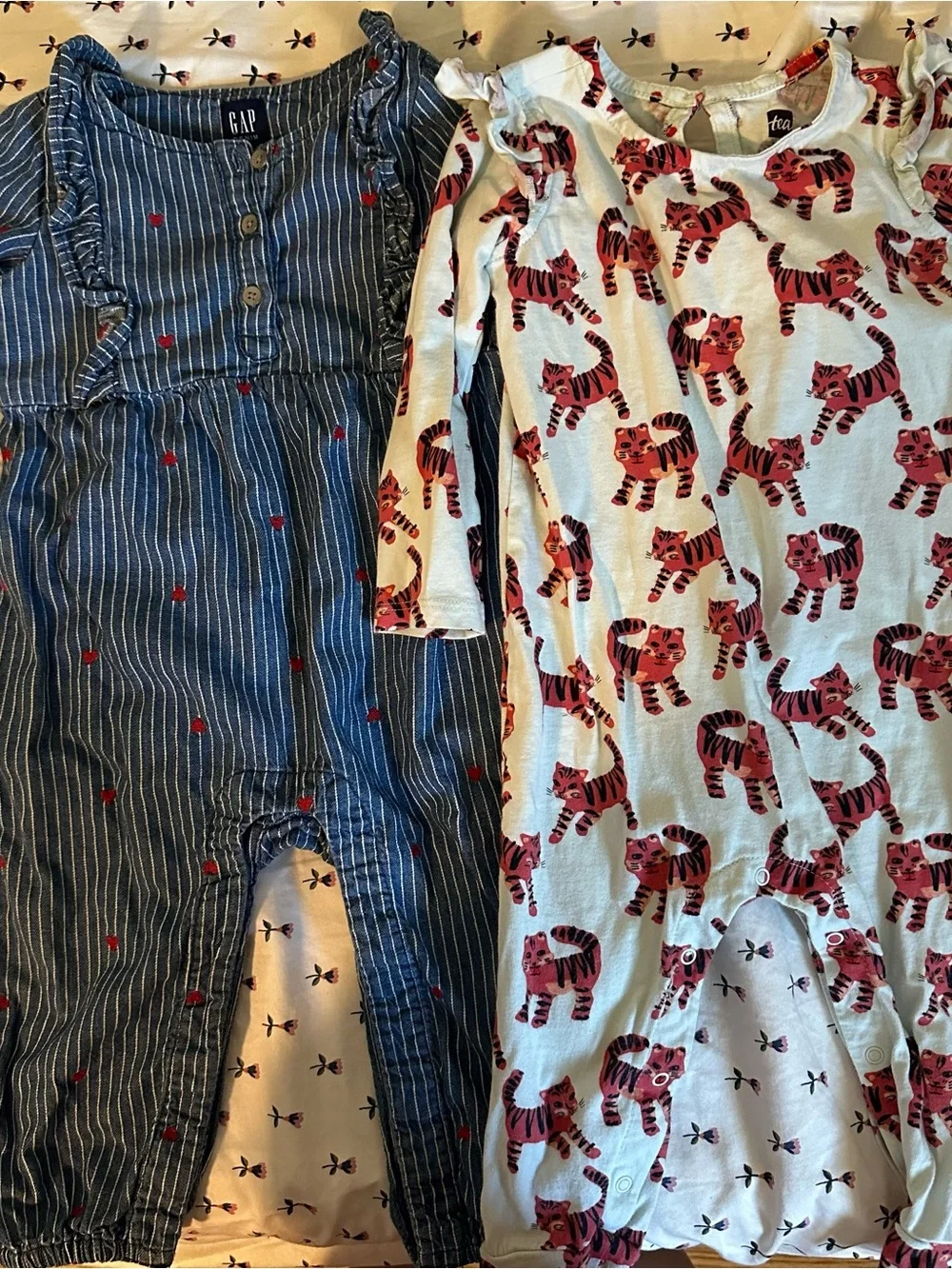 Gap and Tea girls 100% cotton jumpsuit bundle 12-18 mo